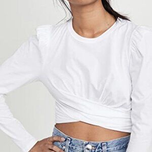 A.L.C. Mandy Long Sleeve Tie Front Crop Top White XS NWT